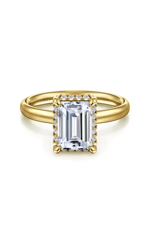 Gabriel & Co. Women's Emerald Hidden Halo Engagement Ring In 14K Yellow Gold