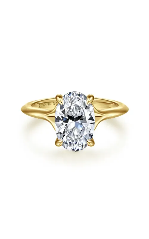 Gabriel & Co. Women's Oval Hidden Halo Split Shank Engagement Ring In 14K Yellow Gold