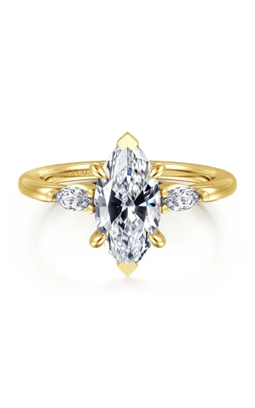 Gabriel & Co. Women's Marquise 3 Stone Engagement Ring In 14K Yellow Gold 1/6CTW