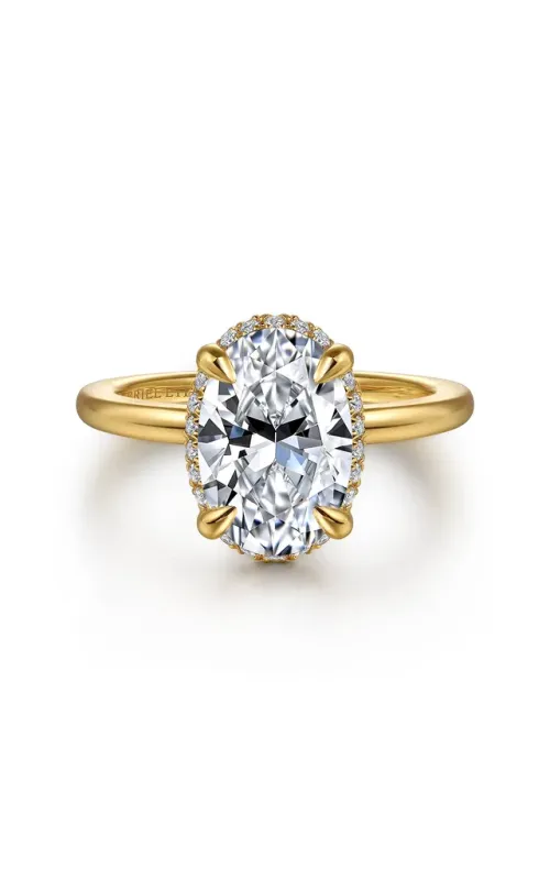 Gabriel & Co. Women's Oval Hidden Halo Engagement Ring In 14K Yellow Gold 1/10CTW