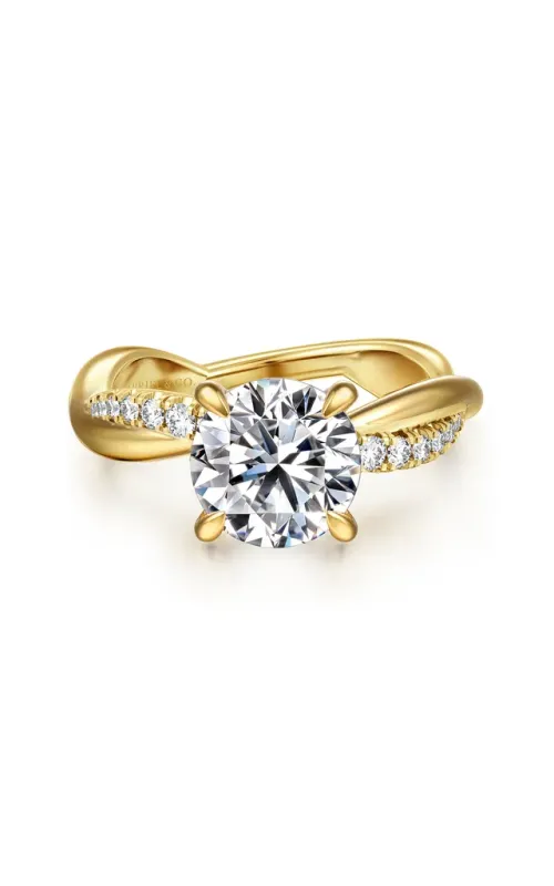 Gabriel & Co. Women's Round Twist Engagement Ring In 14K Yellow Gold 1/4CTW