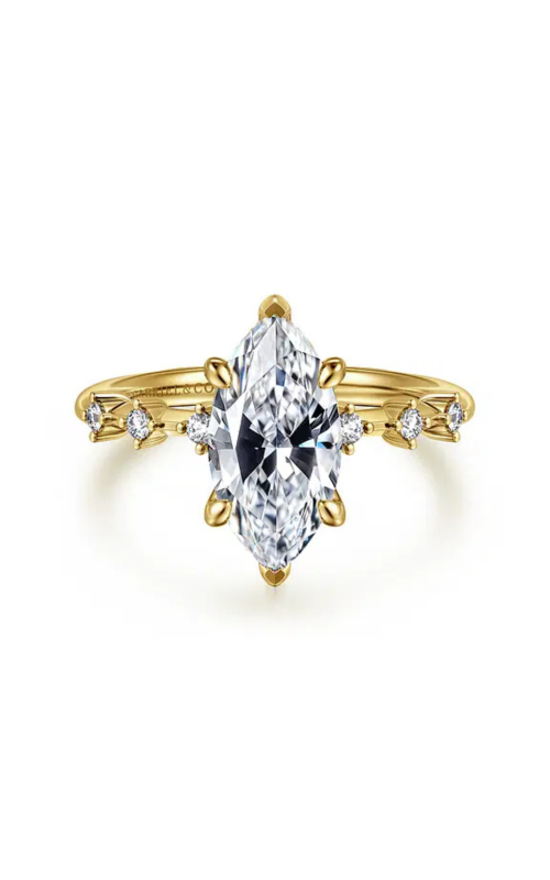 Gabriel & Co. Women's Marquise Hidden Halo Engagement Ring In 14K Yellow Gold 1/6CTW