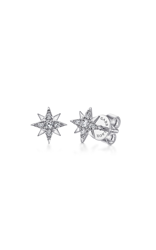 Gabriel & Co. Women's Diamond Starburst Stud Earrings In 14K White Gold 1/10CTW