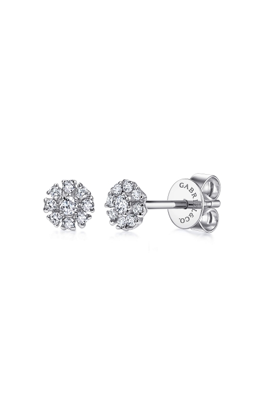 Gabriel & Co. Women's Diamond Floral Halo Stud Earrings In 14K White Gold 1/10CTW