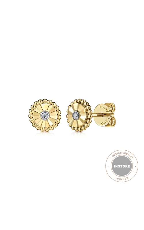 Gabriel & Co. Women's Diamond Cut Stud Earrings In 14K Yellow Gold .02CTW