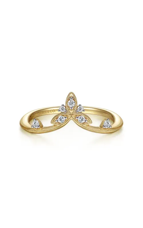 Gabriel & Co. Women's Diamond Chevron Wedding Band In 14K Yellow Gold 1/10CTW