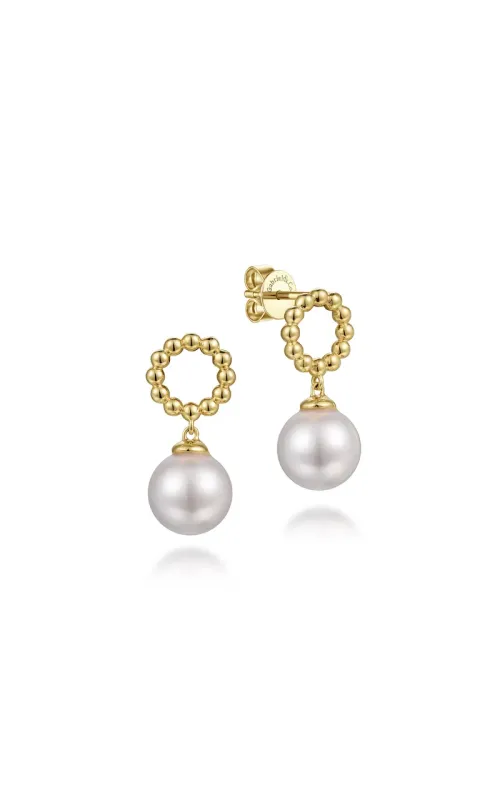 Gabriel & Co. Women's Drop 8.5mm Pearl Earrings In 14K Yellow Gold