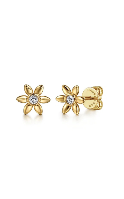 Gabriel & Co. Women's White Sapphire Floral Stud Earrings In 14K Yellow Gold