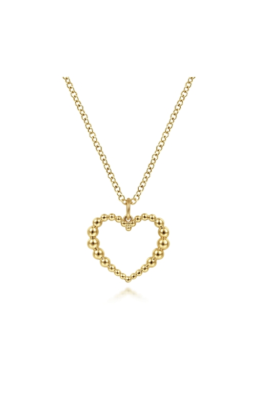Gabriel & Co. Women's Beaded Open Heart Pendant Necklace In 14K Yellow Gold