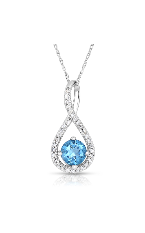 Blue Topaz & Diamond Pendant in Sterling Silver, 1/10ctw