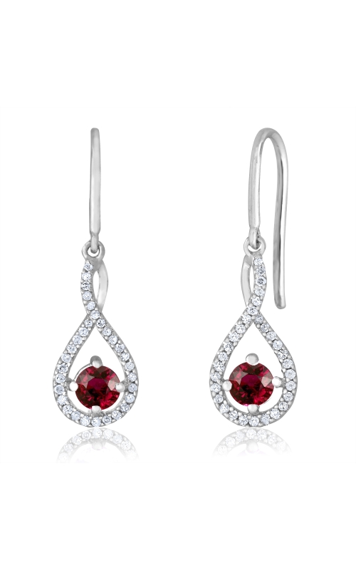 Women's Diamond Round Ruby Earrings 1/20 CTW in Sterling Silver