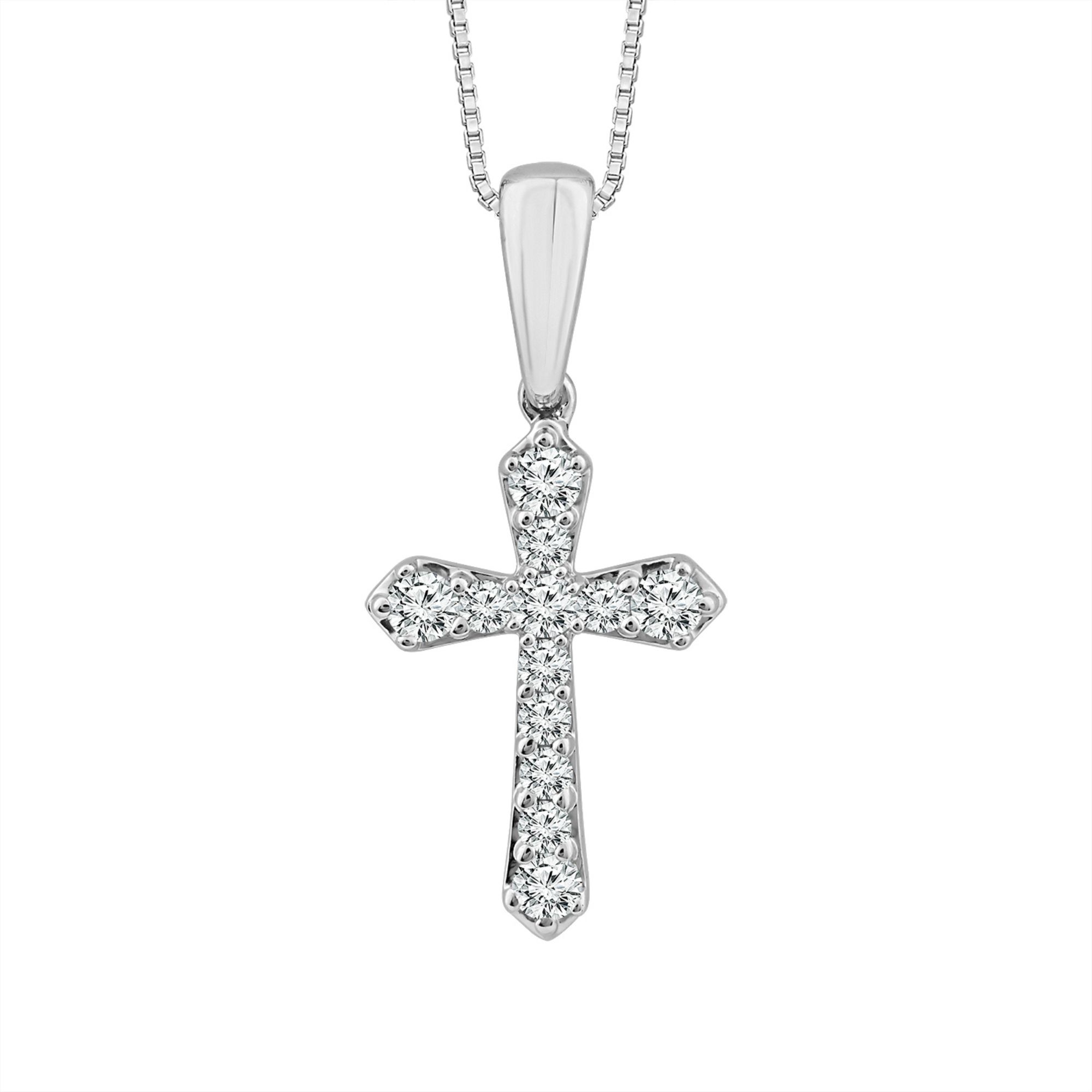 Ladies diamond cross necklace deals