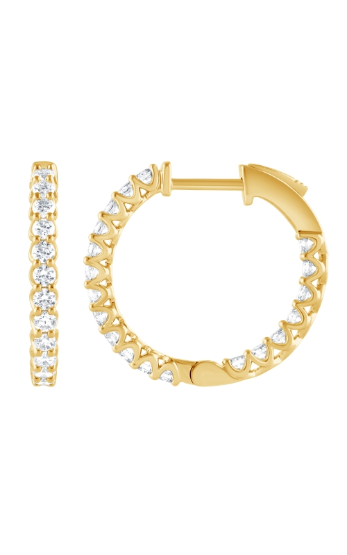 Flashpoint Created Diamond Women's In/Out Hoop Earrings In 14K Yellow Gold 1CTW