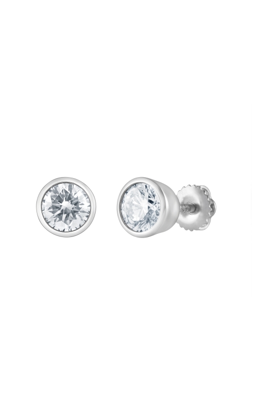 Flashpoint Created Diamond Earrings Women's Round Bezel Studs 1 CTW in 14K White Gold
