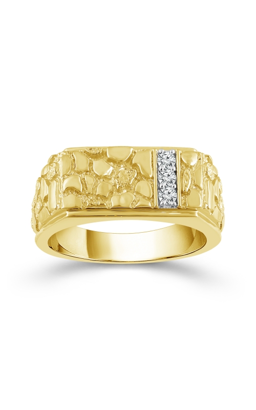 Men's Diamond Nugget Ring In 10K Yellow Gold