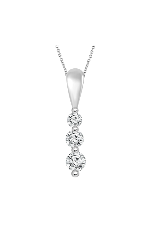 Women's Diamond Pendant Necklace 1/2 CTW 3 Stones in 14K White Gold