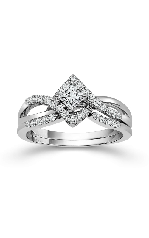 Two Hearts Princess-Cut Diamond Bridal Set in 14K White Gold, 1/2ctw