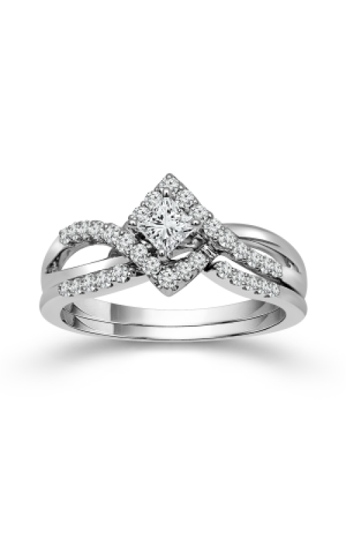 Two Hearts Princess-Cut Diamond Bridal Set in 14K White Gold, 1/2ctw