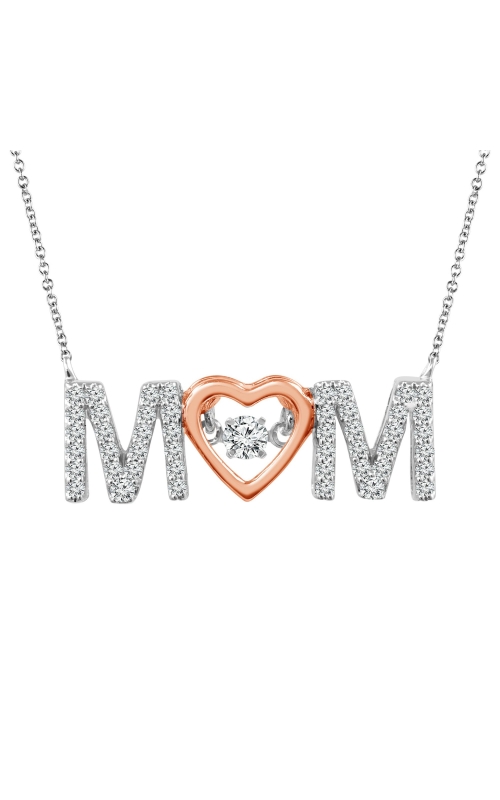 Women's Diamond 'MOM' Pendant Necklace In Rose Plated Sterling Silver 1/4CTW