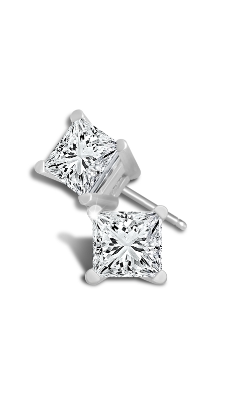 Supreme Princess-Cut Diamond Solitaire Stud Earrings in 14K White Gold, 1/2ctw