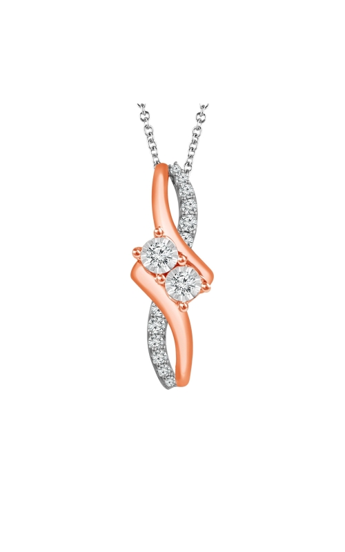 Twogether Two-Stone Diamond Pendant in Two-Tone Gold, 1/4ctw