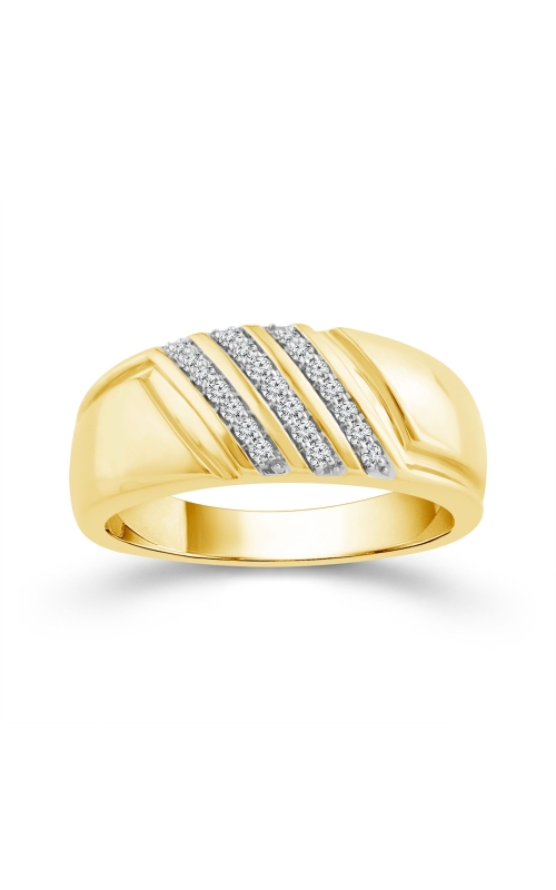Mens Diamond Band 1/5 CTW 3 Rows Slanted in 10K Yellow Gold
