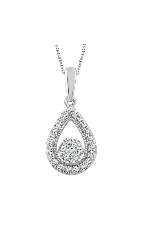Diamond Teardrop Cluster Pendant in Sterling Silver, 1/5ctw