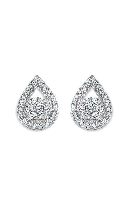 Diamond Teardrop Cluster Stud Earrings in Sterling Silver, 1/4ctw