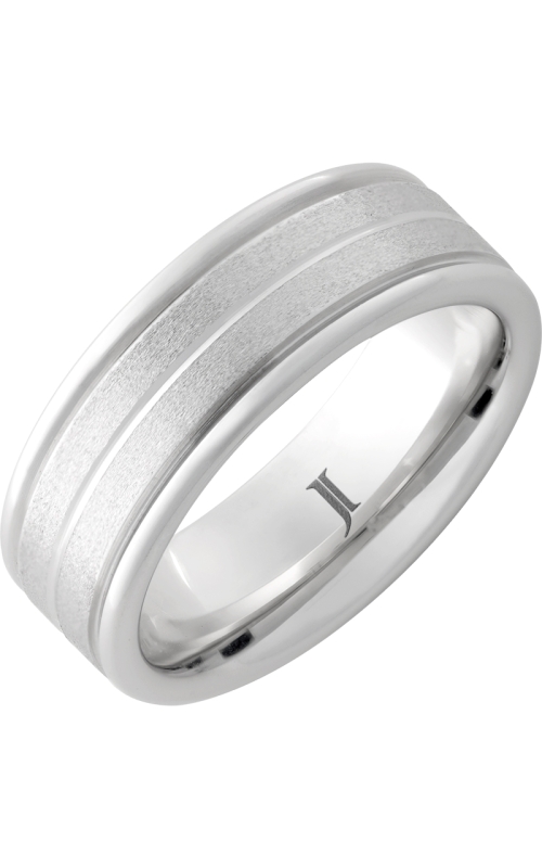Men's Stone Finish Grooved 8MM Wedding Band in Serinium