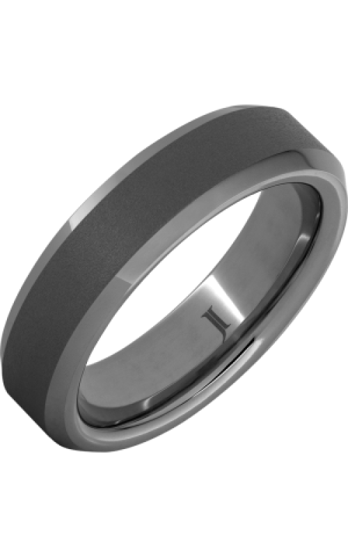 Men's Sandblast Finish Beveled 6MM Wedding Band in Tungsten