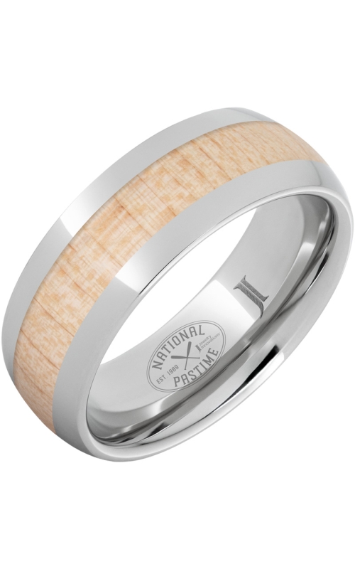 Men's Maple Baseball Bat Inlay 8MM Wedding Band in Serinium