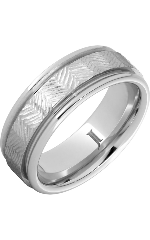 Men's Chevron Engraved 8MM Wedding Band in Serinium