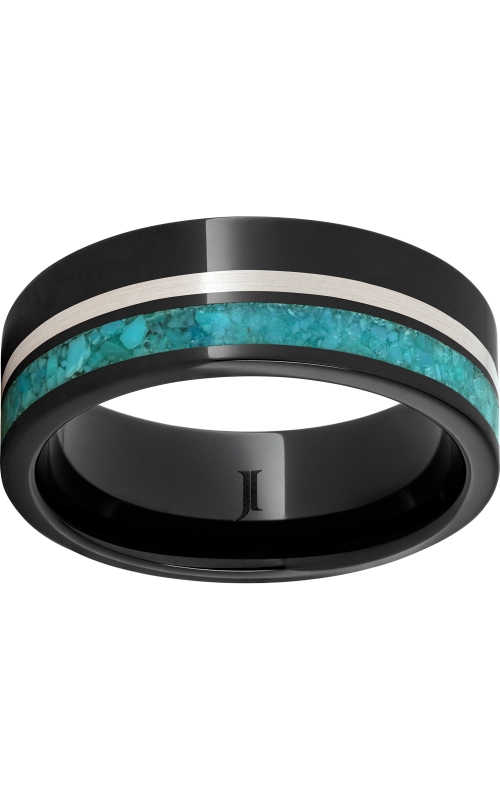 Black Titanium Turquoise Inlay 8mm Band Black Titanium Turquoise Inlay 8mm Band