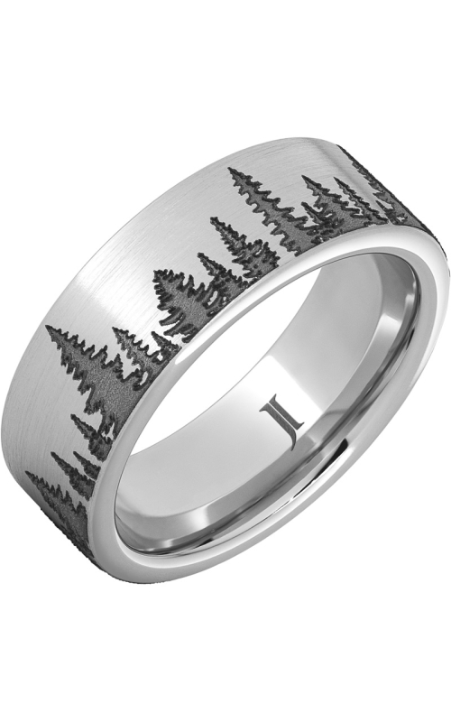 Men's Pine Forest Engraved 8MM Wedding Band in Serinium