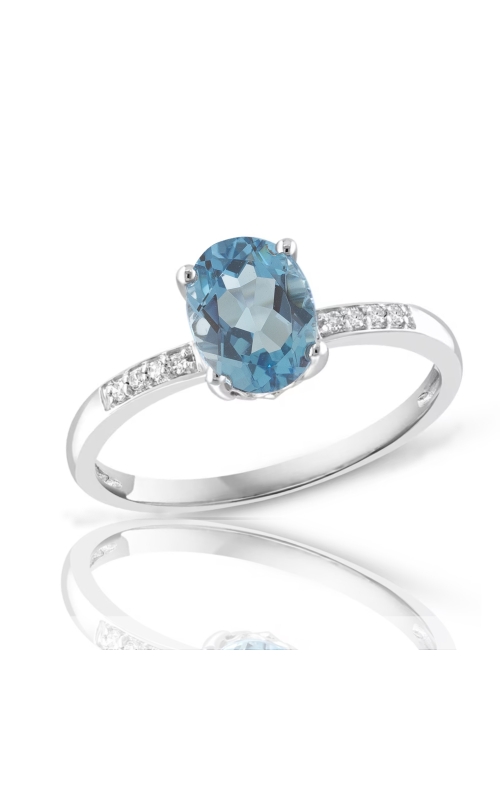 Women's Blue Topaz Oval Cut Diamond Sidestone Ring In 14K White Gold