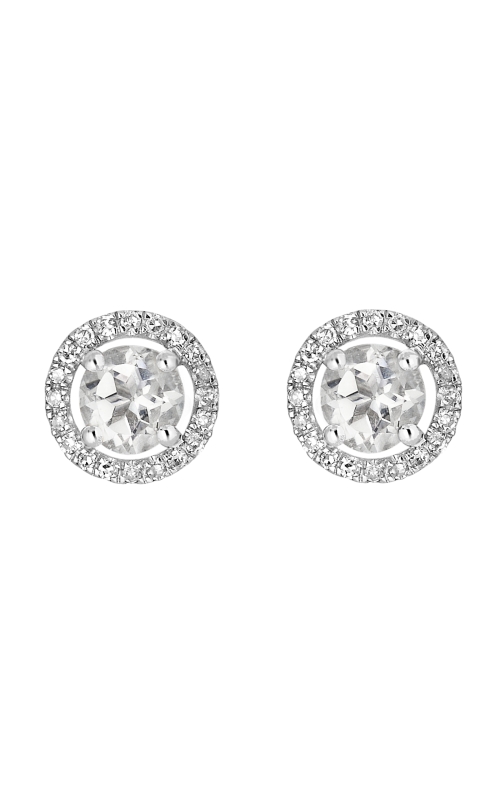 Women's Round White Topaz 4mm And Diamond Halo Stud Earrings In 14K White Gold 1/10CTW