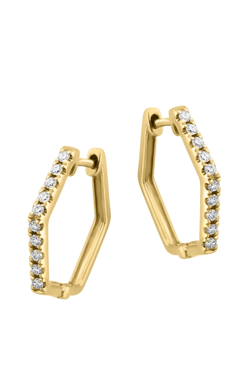 Women's Diamond Hexagon Hoop Earrings In 14K Yellow Gold