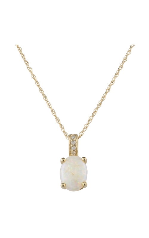 Women's Oval Opal 8x6mm And Diamond Pendant Necklace In 14K Yellow Gold