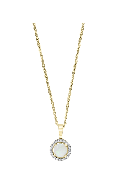 Women's Round Australian Opal 5mm And Diamond Halo Pendant Necklace In 14K Yellow Gold 1/20CTW