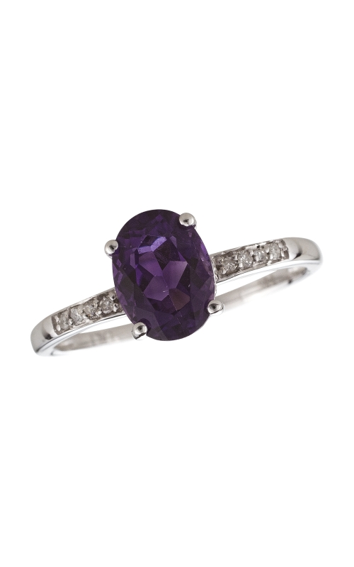 Women's Oval Amethyst 8x6mm And Diamond Ring In 14K White Gold