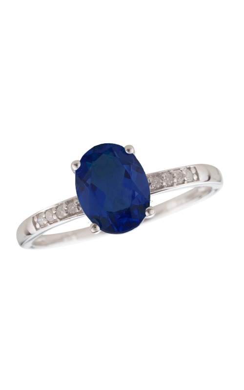 Women's Oval Sapphire 7x5mm And Diamond Ring In 14K White Gold