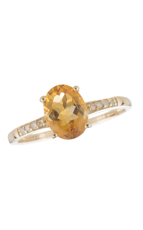 Women's Oval Citrine 8x6mm And Diamond Ring In 14K Yellow Gold