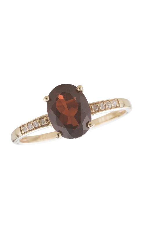 Women's Oval Garnet 8x6mm And Diamond Ring In 14K Yellow Gold
