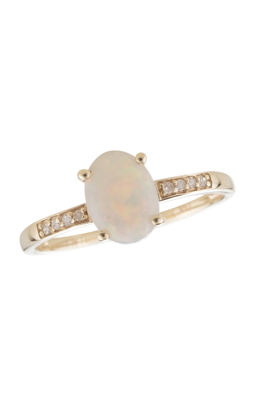 Women's Oval Australian Opal 8x6mm And Diamond Ring In 14K Yellow Gold .03CTW