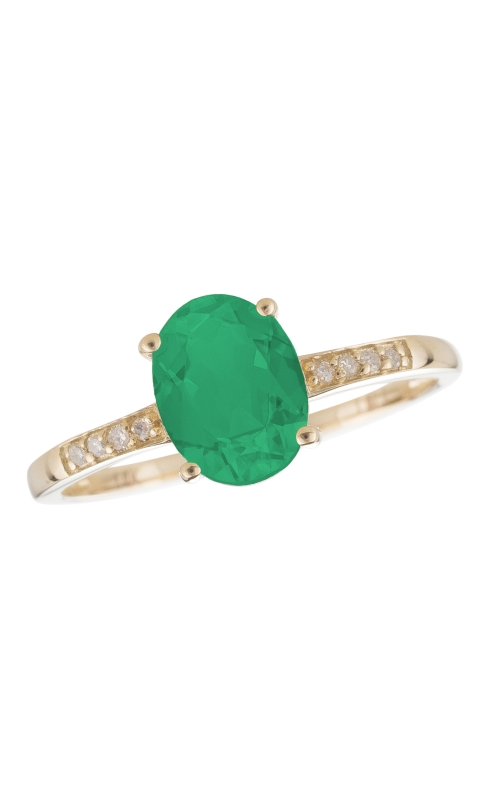 Women's Oval Emerald 7x5mm And Diamond Ring In 14K Yellow Gold