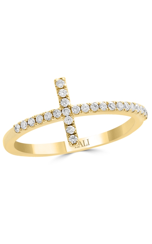 Women's Cross Diamond Ring In 14K Yellow Gold 1/5CTW