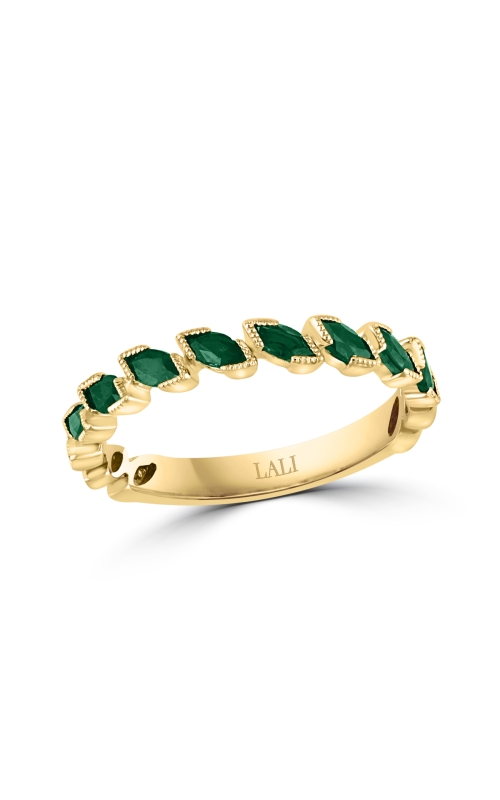 Emerald 4x2MM Marquise Band In 14K Yellow Gold