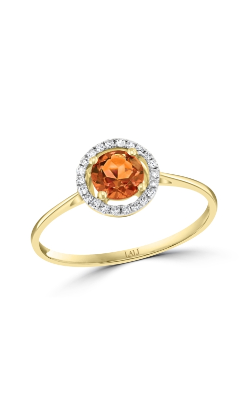 Women's Round Citrine 5mm And Diamond Halo Ring In 14K Yellow Gold 1/20CTW