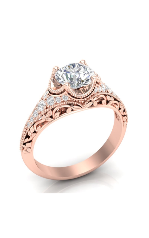 Love Story Vintage-Style Diamond Engagement Semi-Mount in 14k Rose Gold, 1/5ctw (Center Not Included)