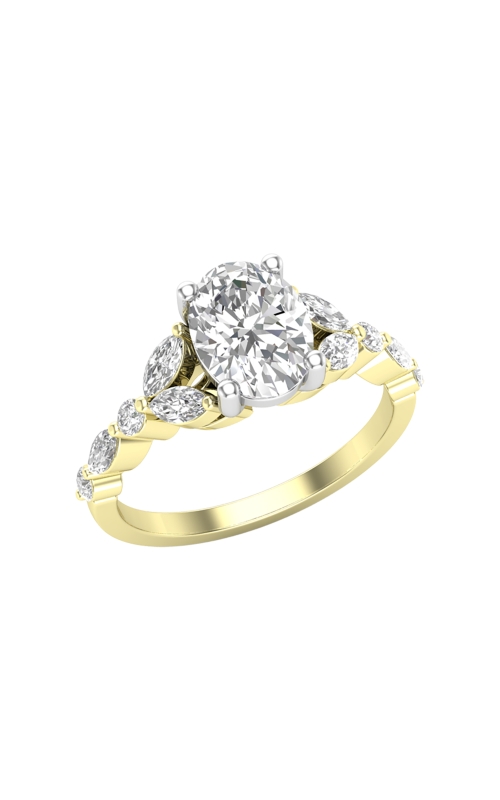 Women's Diamond Epic Semi-Mount Ring Oval Cubic Zirconia 3/4 CTW in 14K Yellow Gold